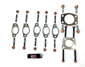 Edelstahl-Rohrkrümmer für Serienposition – Audi Coupe 10VT / Urquattro 10VT / Audi 200 10VT, K24/K26 Flansch / Upgrade, inkl. Dichtsatz & High Boost Unterlegscheiben