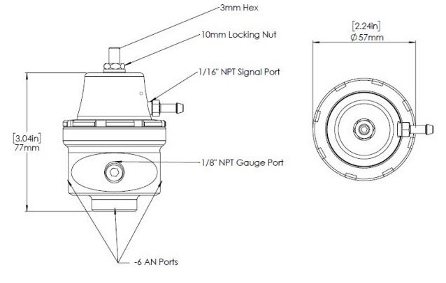 Benzindruckregler FPR6 Serie – Hochleistungs-Benzindruckregler in Schwarz für -6AN Systeme (bis 1200 PS)