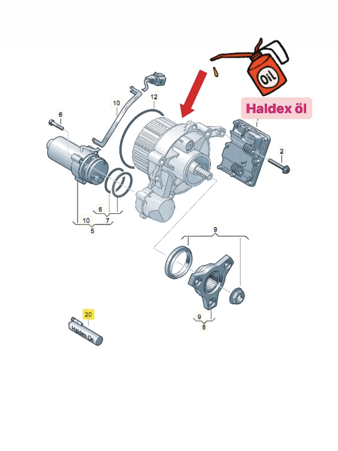 ÖLWECHSEL SATZ HALDEX KUPPLUNG 1L ÖL passend für VW AUDI quattro 4-Motion  GEN-4