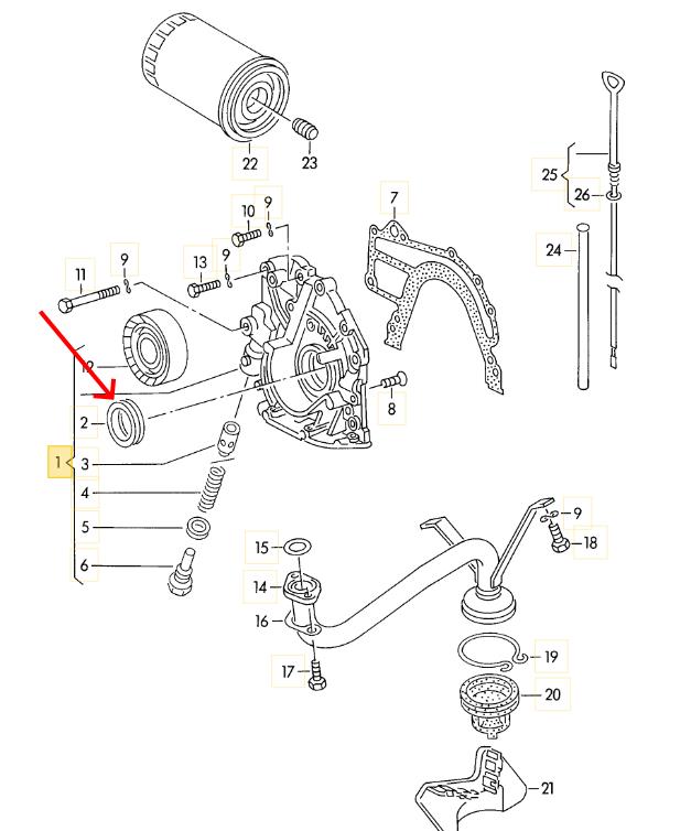 Wellendichtring / Simmerring Kurbelwelle (Zahnriemenseite) für alle Audi 5 Zylinder 20V & 10V