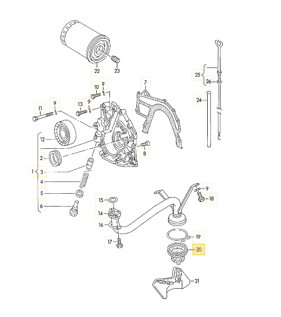 AUDI 10V / 20V / Rs2 / S4 /  100 /  200   Motor ölpumpe Ansaug Gummi /  034115273A