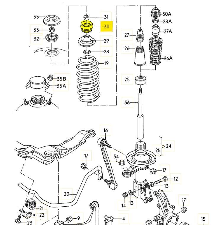 1x  Domlager für Audi 80/90/Coupe Typ 85/89/Urquattro wie 857412323B