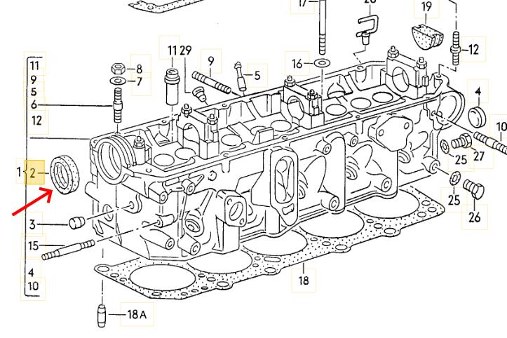 Wellendichtring / Simmerring  Nockenwelle Zylinderkopf für alle Audi 5 Zylinder 20V & 10V