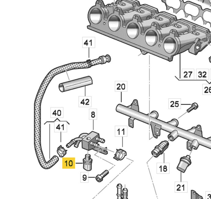 Kraftstoffdrucksensor Niederdruck für Audi TTRS, RS3, S3 & VW Golf R GTI 2.0 TFSI / 2.5 TFSI