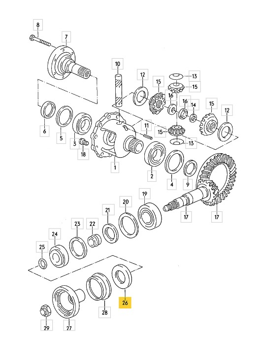 Audi 80/90/Coupe Typ 85/Urquattro Set Wellendichtringe Differential