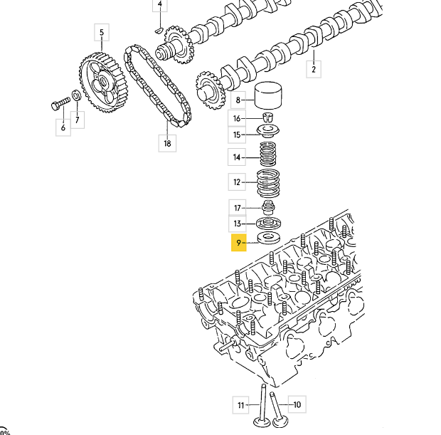 Ventilfeder Unterlegscheibe Audi 20V RR / 7A / 3B / ABY / ADU / AAN