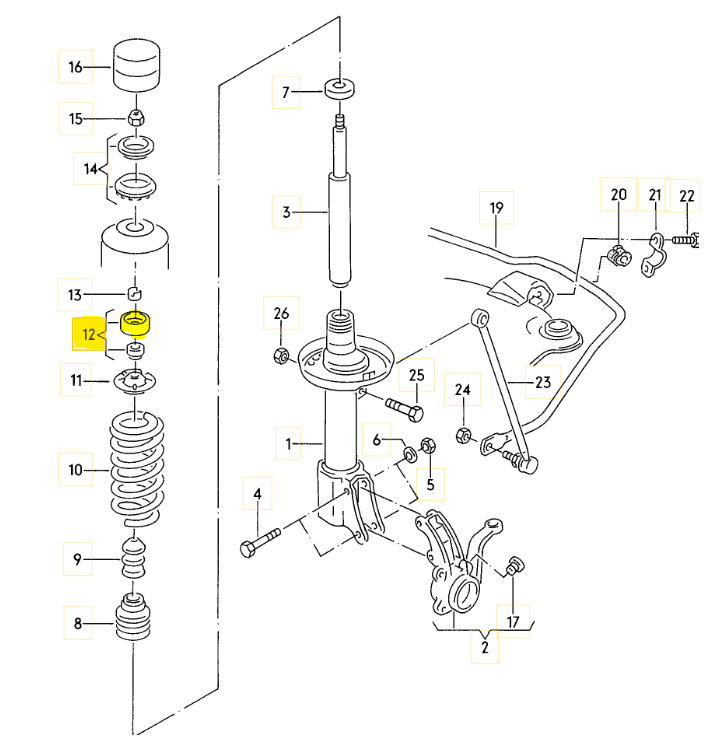 1x  Domlager für Audi 80/90/Coupe Typ 85/89/Urquattro wie 857412323B