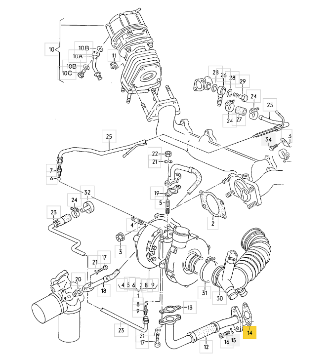 Dichtung Ölrücklauf Block RS2/S2/S4...2,2L/2.5L 20VT/10VT