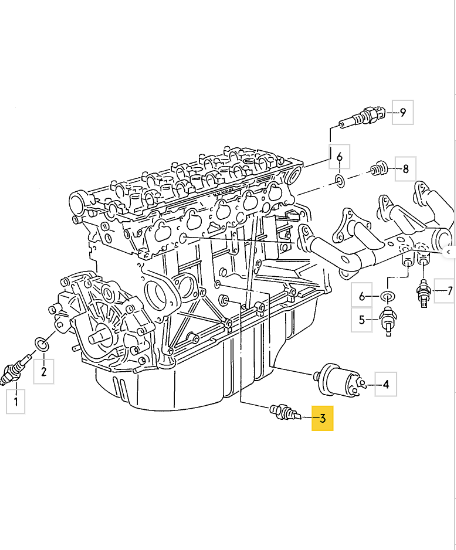 Öldruckschalter unten 1,6–2,0 bar Audi 20VT & 10VT S2 RS2 S4 S6 Urquattro 100 200